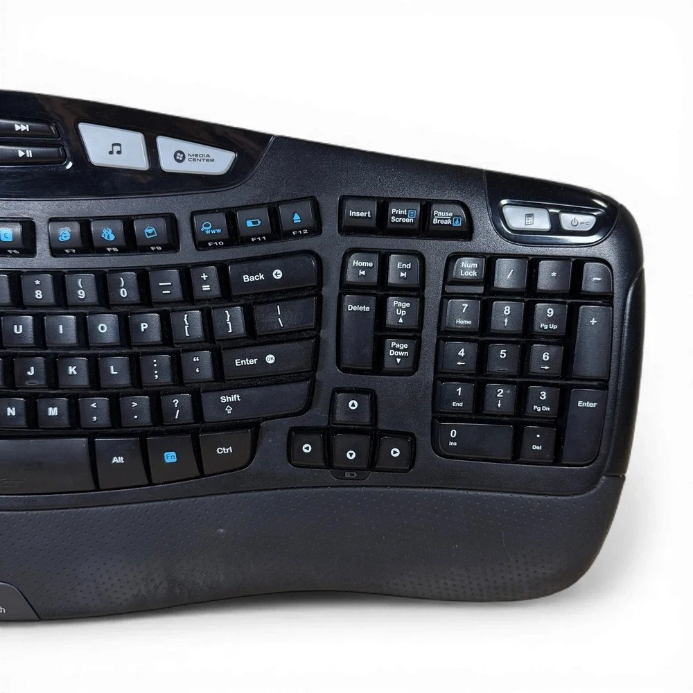 Logitech K350 Keyboard Wave Comfort Ergonomic Wireless Keyboard Black No Dongle